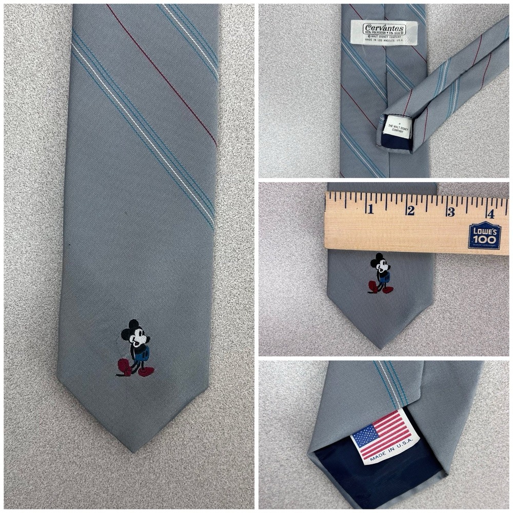 Mickey Mouse 1970s 70s Tie Cervantes  Polyester Silk Walt Disney Productions VTG